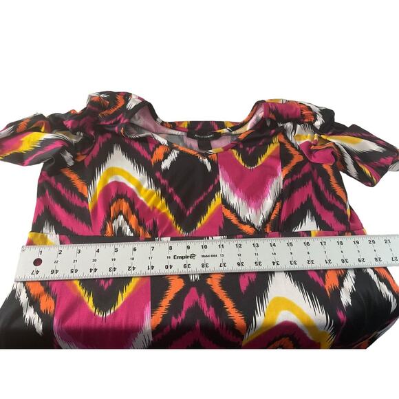 Ashley Stewart Maxi Dress 2X Multicolor Abstract Pattern Empire Waist 3/4 Sleeve - Picture 5 of 13